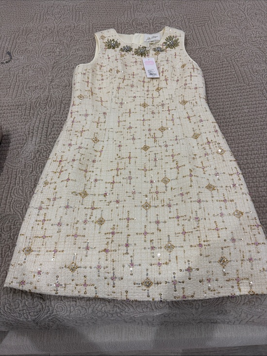 Lilly Pulitzer Dresses & Skirts - Lilly Pulitzer Cream Mini Dress with Gold & Pink Embellishment